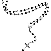 Sacina Gothic Long Bead Rosary Cross Necklace, Zinc Alloy Cross Necklace, Goth Jewelry Gift for Women