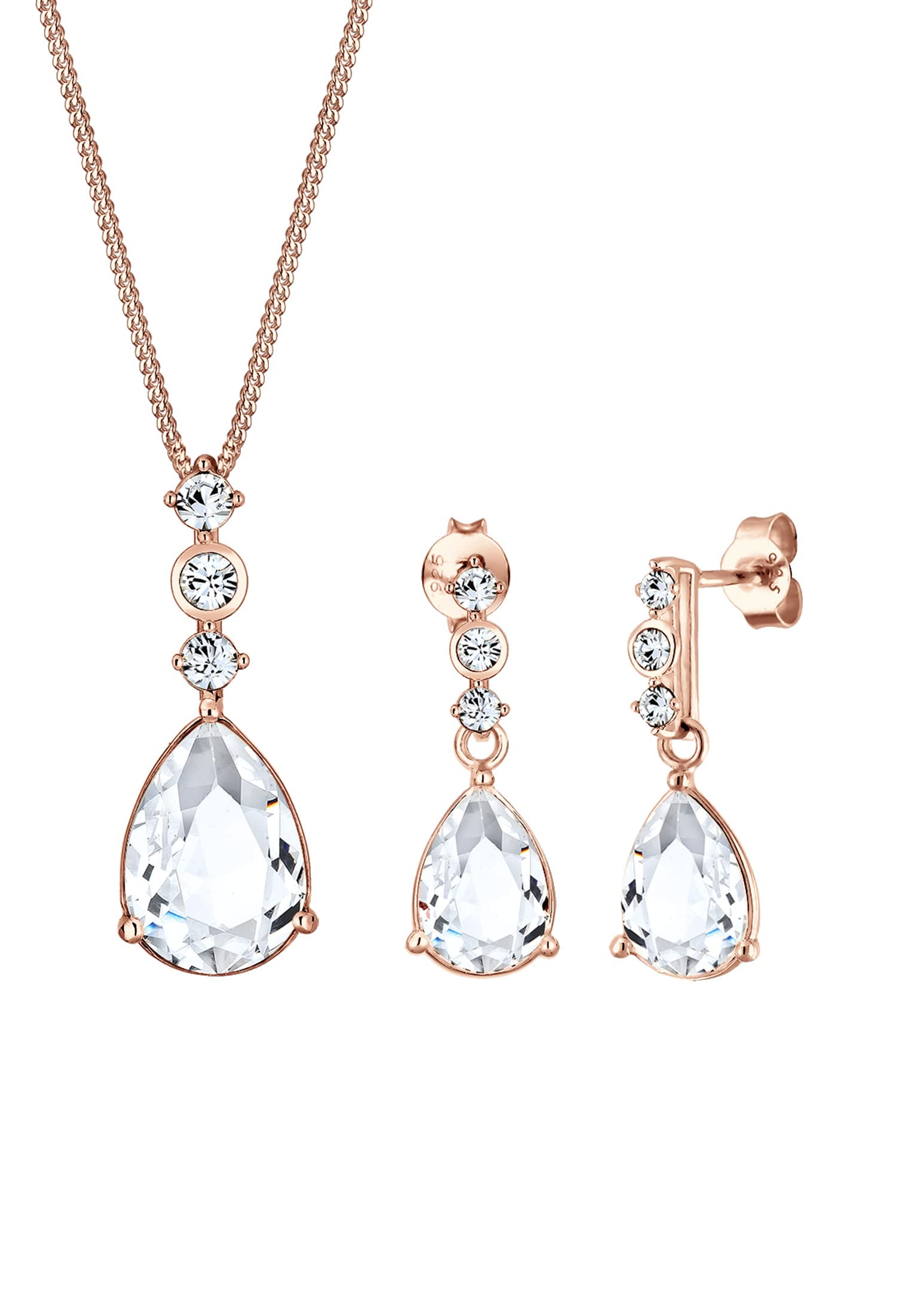 Elli PREMIUM Women Jewelry Sets Silver 925 Sterling Silver Crystal 45cm 091195151645cm