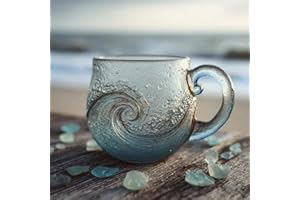 1 piece of sea glass wave pattern mug, handcrafted ocean wave glass coffee cup, colorful handmade glass cup, suitable for bot