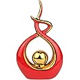 Norrclp Home Decor Modern Abstract Art Ceramic Statue Table Decorations for Dining Room Living Room Office Centerpiece (Red and Gold, Small)