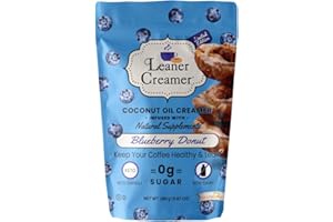Leaner Creamer Non-Dairy Sugar Free Coffee Creamer Powder. Perfect Coconut Oil Non-Dairy Powder To Naturally Cream and Sweeten Coffee, Smoothies, Protein Shakes & More! Ideal Flavoring For All Diets ( 9.87 oz) (BLUEBERRY DONUT, 9.87 oz (Pack of 1))