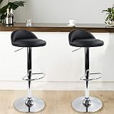 KKTONER PU Leather Round Bar Stool with Back Rest Height Adjustable Swivel Black view 2