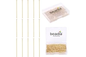 BEADIA 14K Gold Plated Flat Head Pins Non Tarnish 20mm 300pcs for Jewelry Making Findings