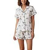 Beuwltpa Pajamas for Women Set Shorts Silk Satin Lightweight Summer 2 Piece Lounge Pjs Matching Button Down Short Sleeve Top