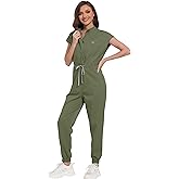 UNIQOCK Womens Scrub Sets with Mandarin Collar,Unisex Jumpsuit Workwear,Medical Uniform for Doctors, Nurses, Beauty Salons