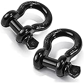 Ohuhu D Ring Shackles 3/4" 2 Pack, D Shackle Rugged 20 Ton (44,000 lbs) Maximum Break Strength, 4.75 Ton (9,500 Lbs) Capacity