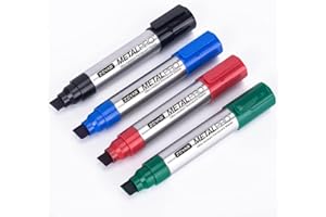 ZEYAR Permanent Markers, JUMBO Size, Aluminum Barrel, Set of 4, Waterproof & Smear Proof Markers, Writes on most surfaces (Black, Blue, Red, Green)