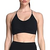 Aoxjox Sports Bras for Women Workout Fitness Ruched Training Baddie Cross Back Yoga Crop Tank