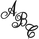 Laughing Lizards Monogram Letter Patch 26 Piece Kit, Script Iron On Appliques, Kit Includes All 26 Cursive Letters for Clothing, Stockings, and More! (Large, Black)