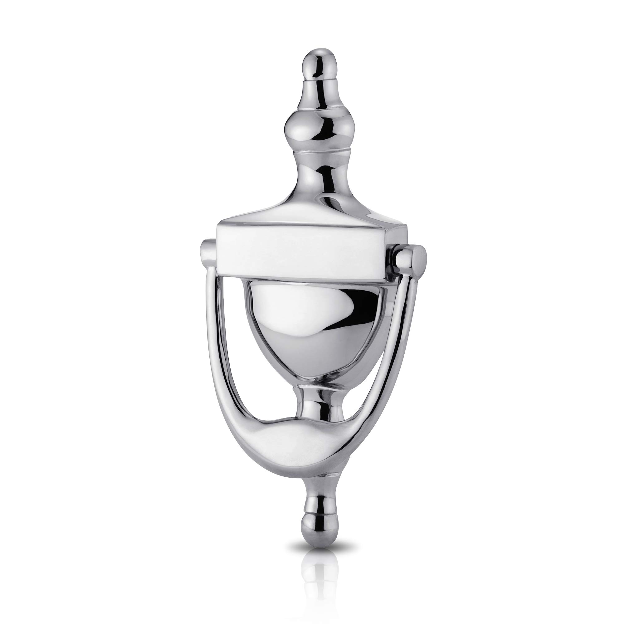 XFORT® Traditional Door Knocker Polished Chrome, Victorian Urn Door Knockers for Front Door, Front Door Furniture with a Classic Period Design, Perfect for Alerting You of Visitors to Your Home.