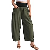 TARSE Women’s Linen Harem Pants Loose Fit Boho Casual Trousers Wide Leg Lounge Pants with Pockets