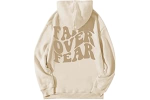 pullover sweatshirts for women teen girls Faith Over Fear Pullover Women's Hooded Casual Long Sleeve fall outfits