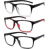 Readersoul 3 Pack Professional Reading Glasses Mens Computer Readers,Blue Light Blocking Glasses for Men Anti Glare/Filter UV,Stylish Large Oversized Two Tone Frame Spring Hinge Eyeglass 3.25 Strength