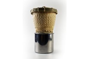 Thai Bamboo Sticky Rice Steamer Basket with Lid and mug – Traditional Handwoven Wicker Container for Steamed Rice – Natural K