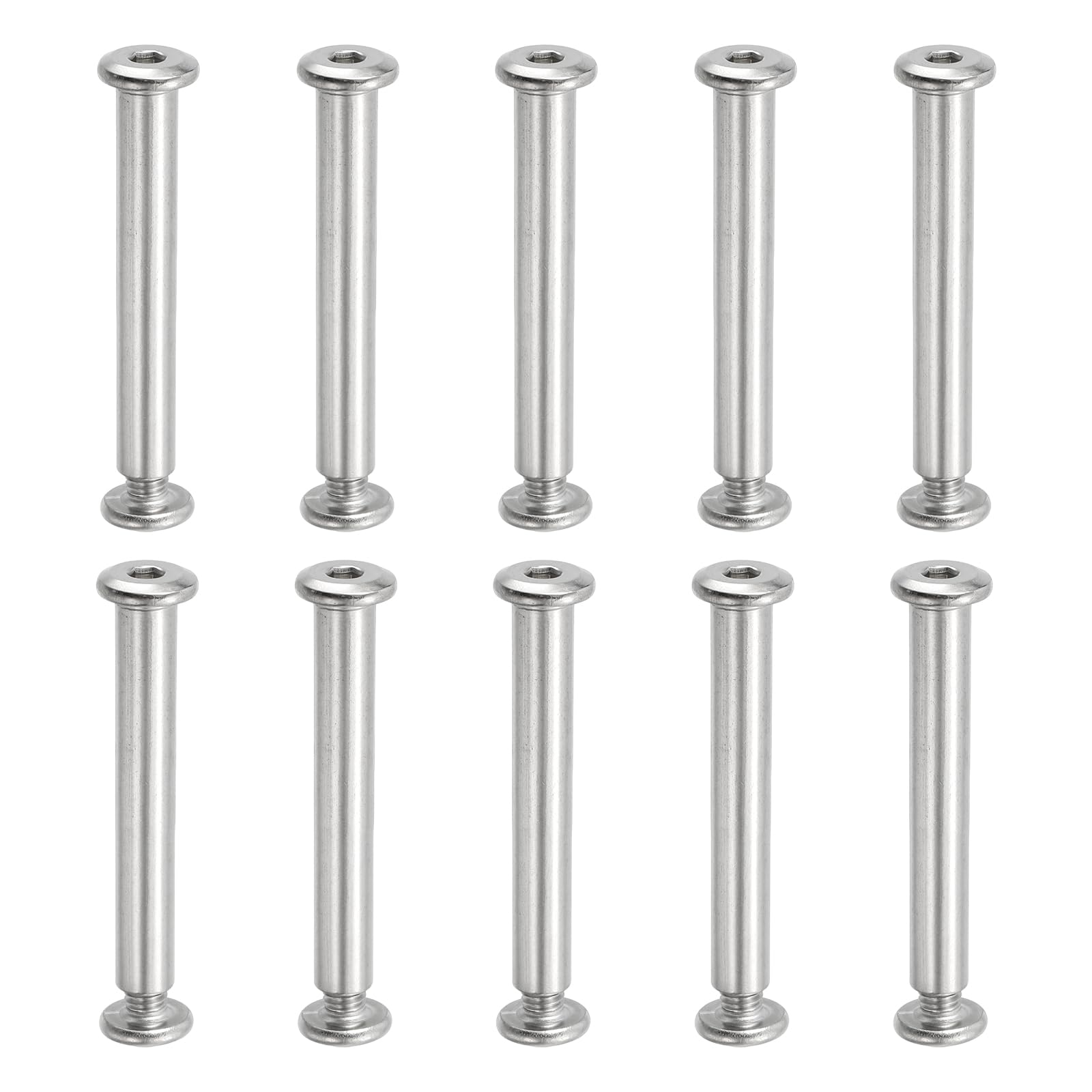 PATIKIL Hex Chicago Screws, 10 Set Binding Screw Posts M6 x 55 mm Connecting Hex Drive Socket Cap Bolt Nuts for Scrapbook Leather Belt Album Photo Furniture Repair, Silver