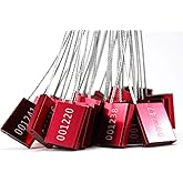 Numbered Pull-Tite Security Steel Cable Seals Alumium Alloy Shipping Container Tags Tamper Proof Cable Padlock ISO 17712 Standard (Red, Pack of 100)