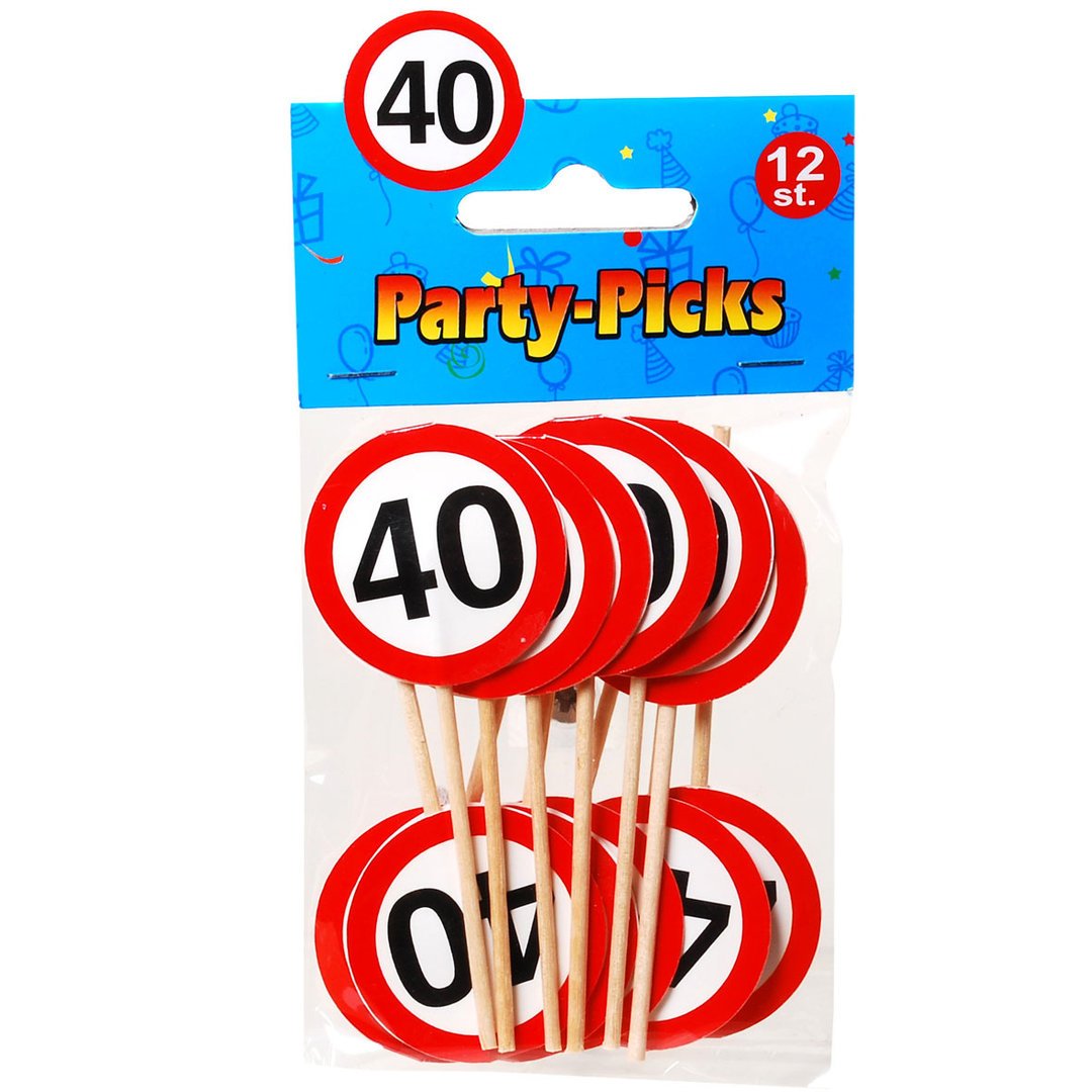 Udo Schmidt Party Picks Mini Sign 40" Birthday Decoration Sticker Skewers