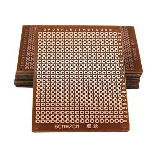 Leen4You PCB Board DIY Prototype Paper PCB Matrix Printed Circuit Board Universal Breadboard 5CM x 7CM (Pack of 10)