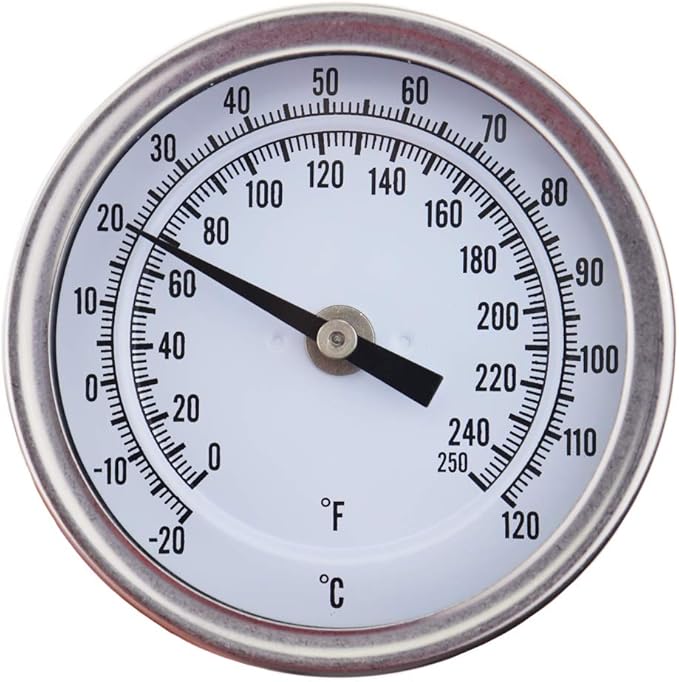 Home Brew Thermometer for Mashing Boiler Mash Tun Easy to Read Temperature Gauge