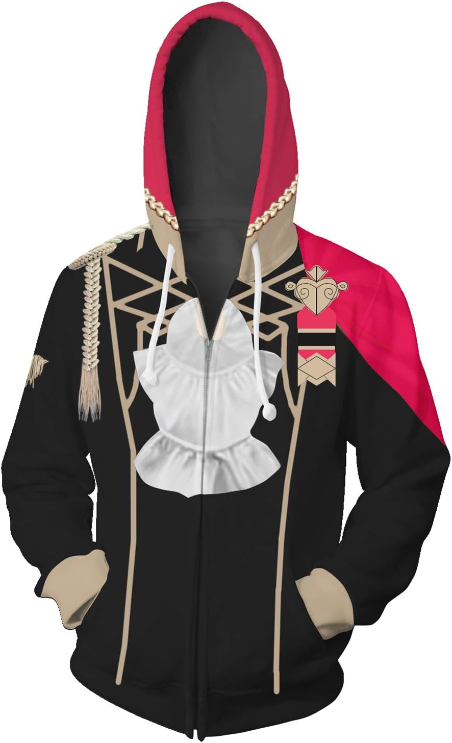 PartyCos 3D Print Anime Game Hoodie Claude Von Regan Cosplay Costume Sweatshirt Zip Up Jacket