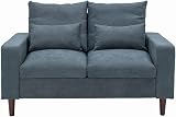 Panana Linen Fabric Love Seat Couch 2 Seater Grey with Footstool view 4