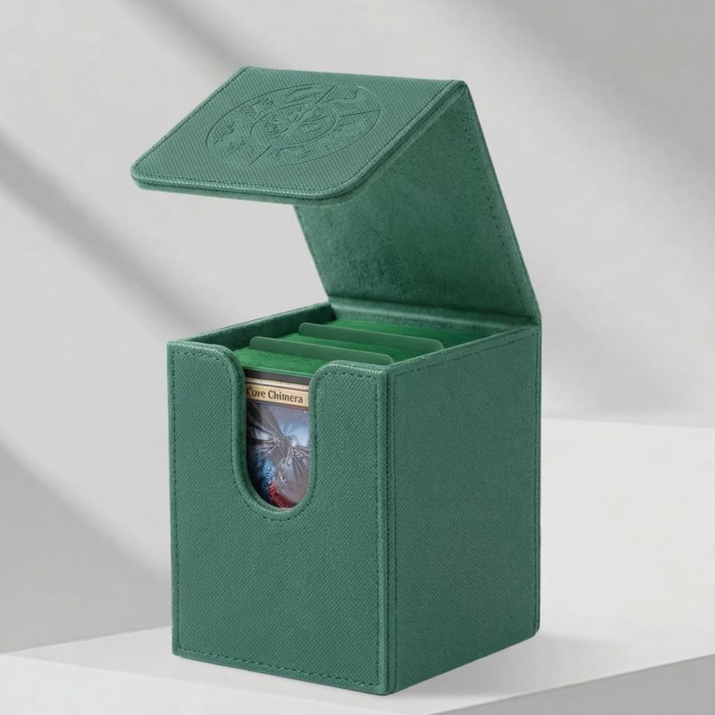 Card deck box with 2 Divider Fits 100+ Single Sleeved Cards, mtg commander deck box Organizer for Yugioh CCG TCG Sports