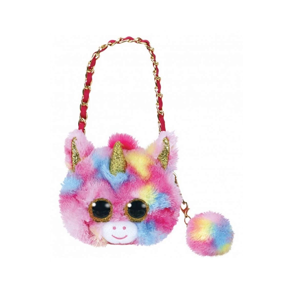 TY Pochette Porte Monnaie Peluche 10cm - Fantasia la licorne, Unisex Kids’ plush, multicolour, SMALL