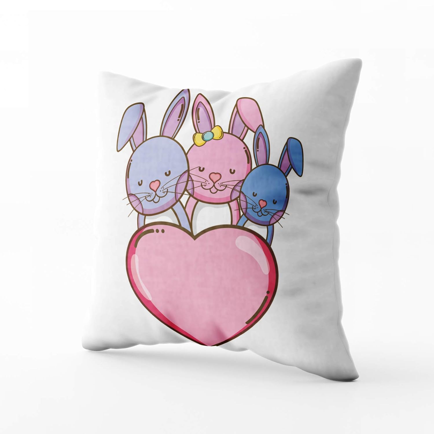 Pillows Case Standard Size,Adorable Rabbit Family Together with heartCapsceoll 18x18 Inch Pillow Covers,Home Decoration Pillow Cases Zippered Covers Cushion