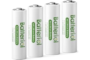 Batteriol Lithium Batteries AA, Double A Batteries 3000mAh 1.5V Long Lasting for Blink Camera, Flashlight, Video Doorbell, Clocks, Remote Control, Non-Rechargeable (AA 4 Pack)