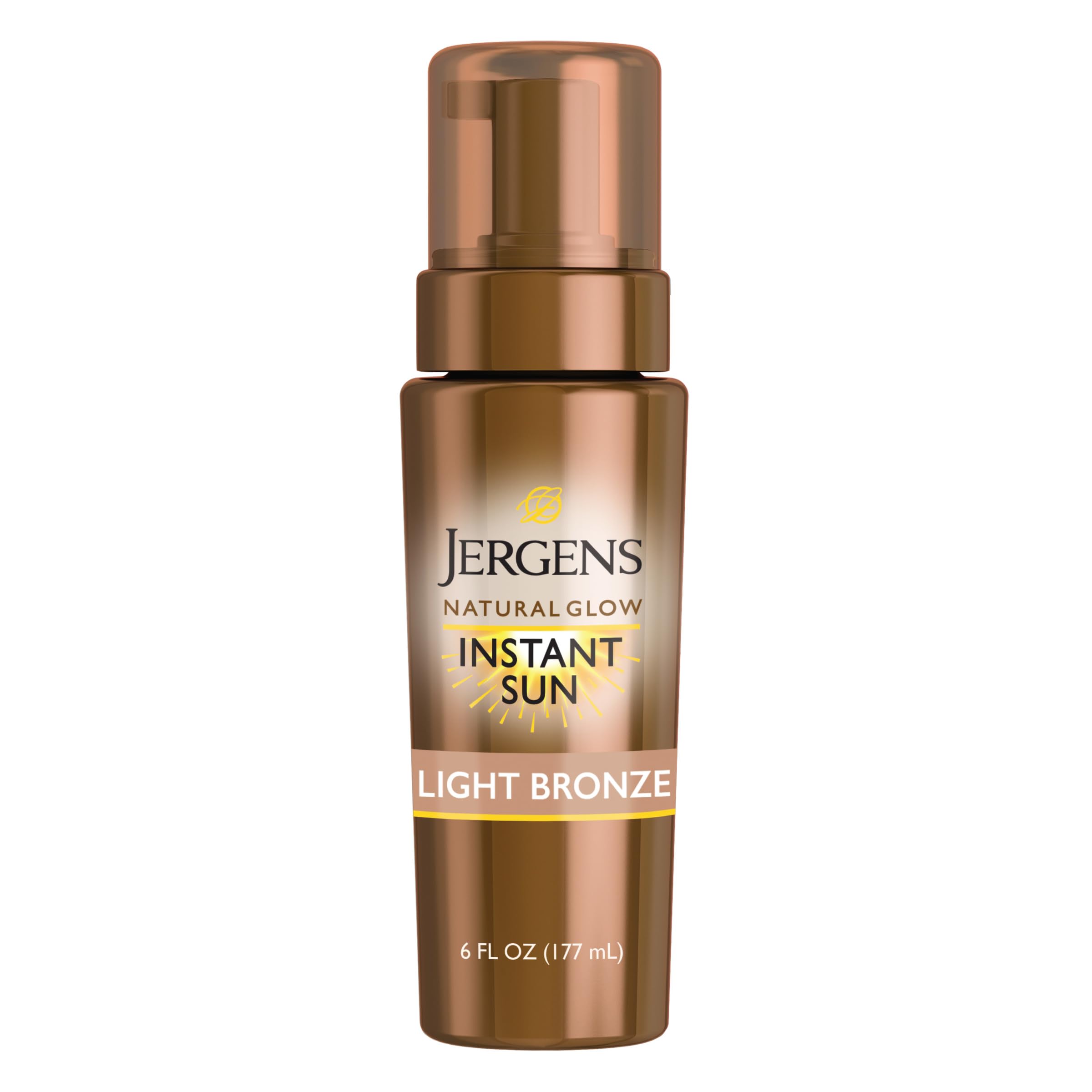 Jergens Natural Glow Instant Sun Sunless Tanning Mousse for Body, Light Bronze, 6 Ounces