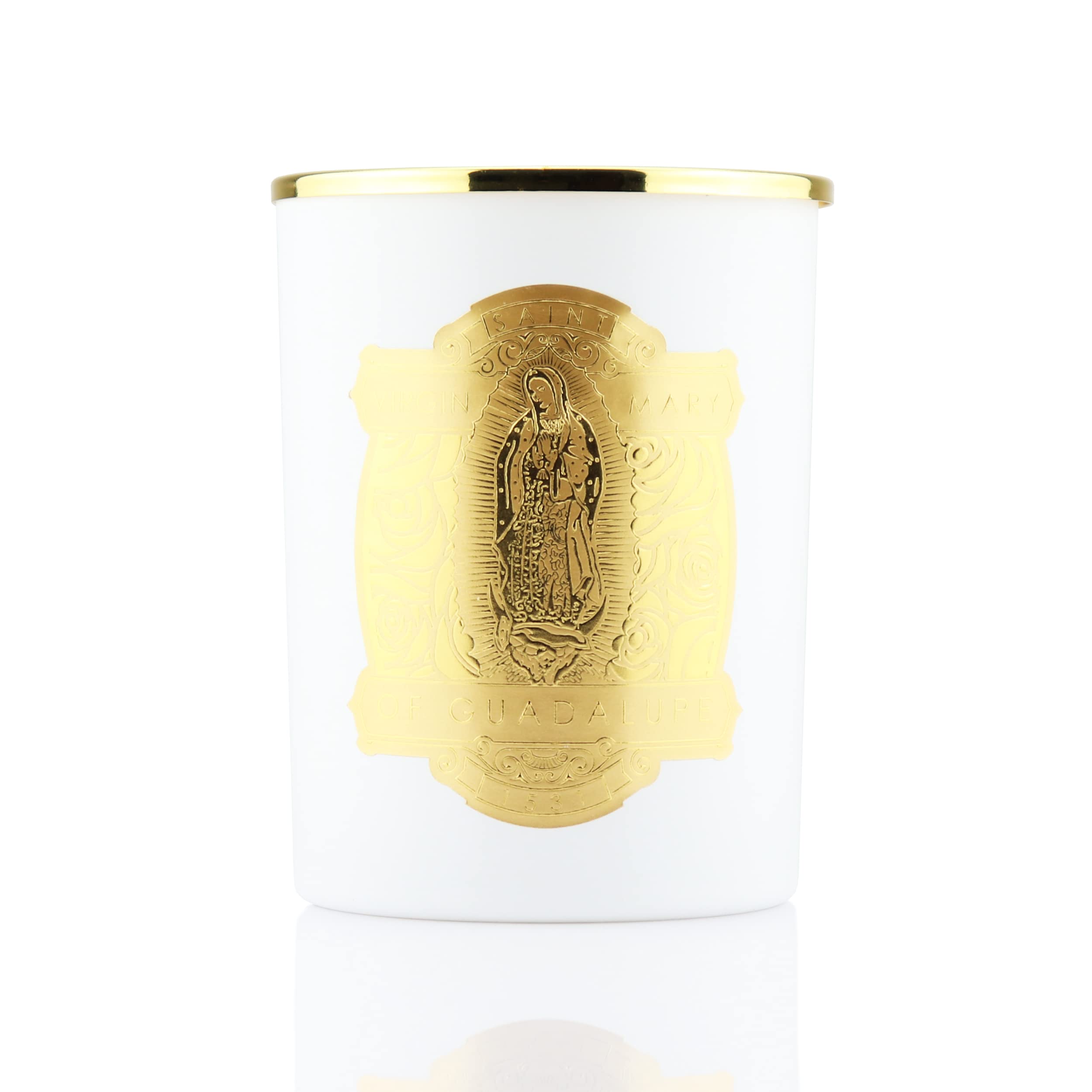 Photo 1 of SAINT Virgin Mary of Guadalupe Scented Candle with Prayer and Prayer Coin, Soy Coconut Aromatherapy Candle with 80 Hour Burn Time, Special Edition, White