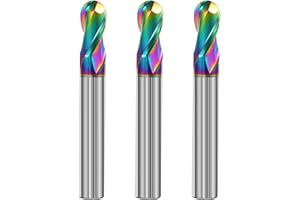 AYCHOLIZ 3pcs 1/4" Solid Carbide Ball Nose End Mill 2Flute DLC Coated HRC55 CNC Milling Cutter Bits for Copper & Aluminum Alloys