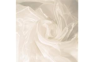 MDS-MEGADECORSUPPLY MDS Pack of 5 Yard Sheer Organza Fabric for Wedding Party Home Event Banquet Decorations, Backdrop Curtain Craft Dress Sewing Fashion DIY Crystal Organza Tulle Fabric Bolt 44” Wide - Cream