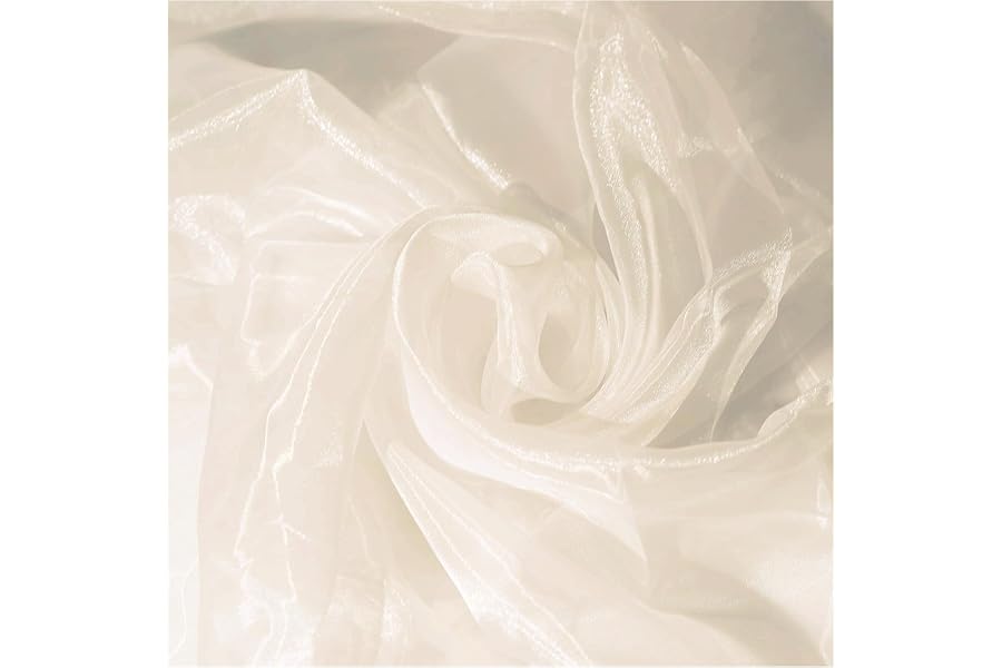 MDS® Pack of 10 Yard Sheer Organza Fabric for Wedding Party Home Event Banquet Decorations, Backdrop Curtain Craft Dress Sewing Fashion DIY Crystal Organza Tulle Fabric Bolt 44” Wide - Cream