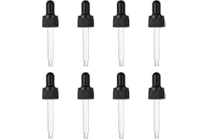 PATIKIL Glass Eye Dropper Caps, 8 Pcs Plastic Glass Dropper Closure Top for 15ml(1/2oz) Essential Oils Bottle, Perfume, Lab E