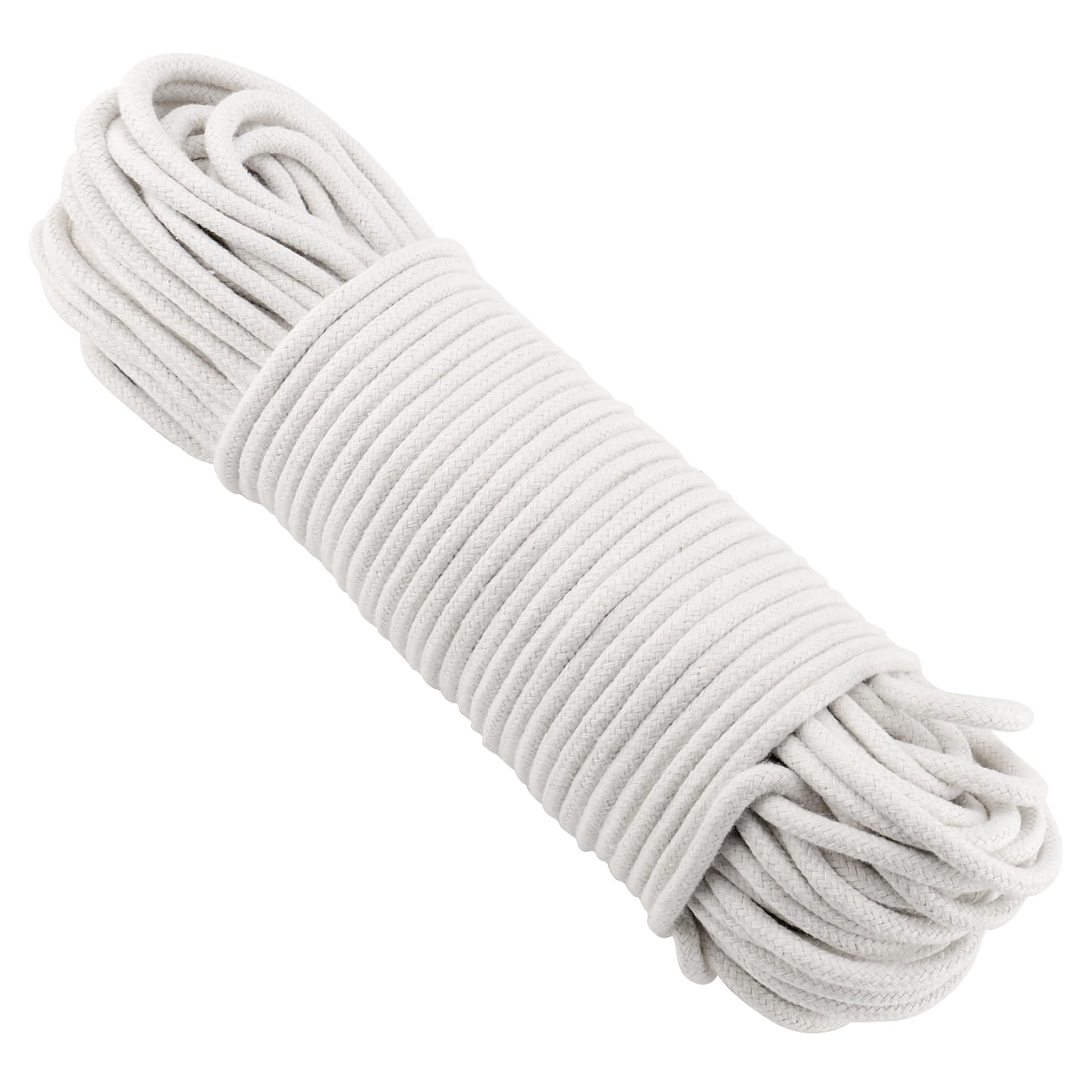 MANCHAP 6mm x 100m White Cotton Rope, 328 Feet Macrame Cotton Cord, Natural White Braided Rope String for DIY Craft, Decorations, Wall Hanging