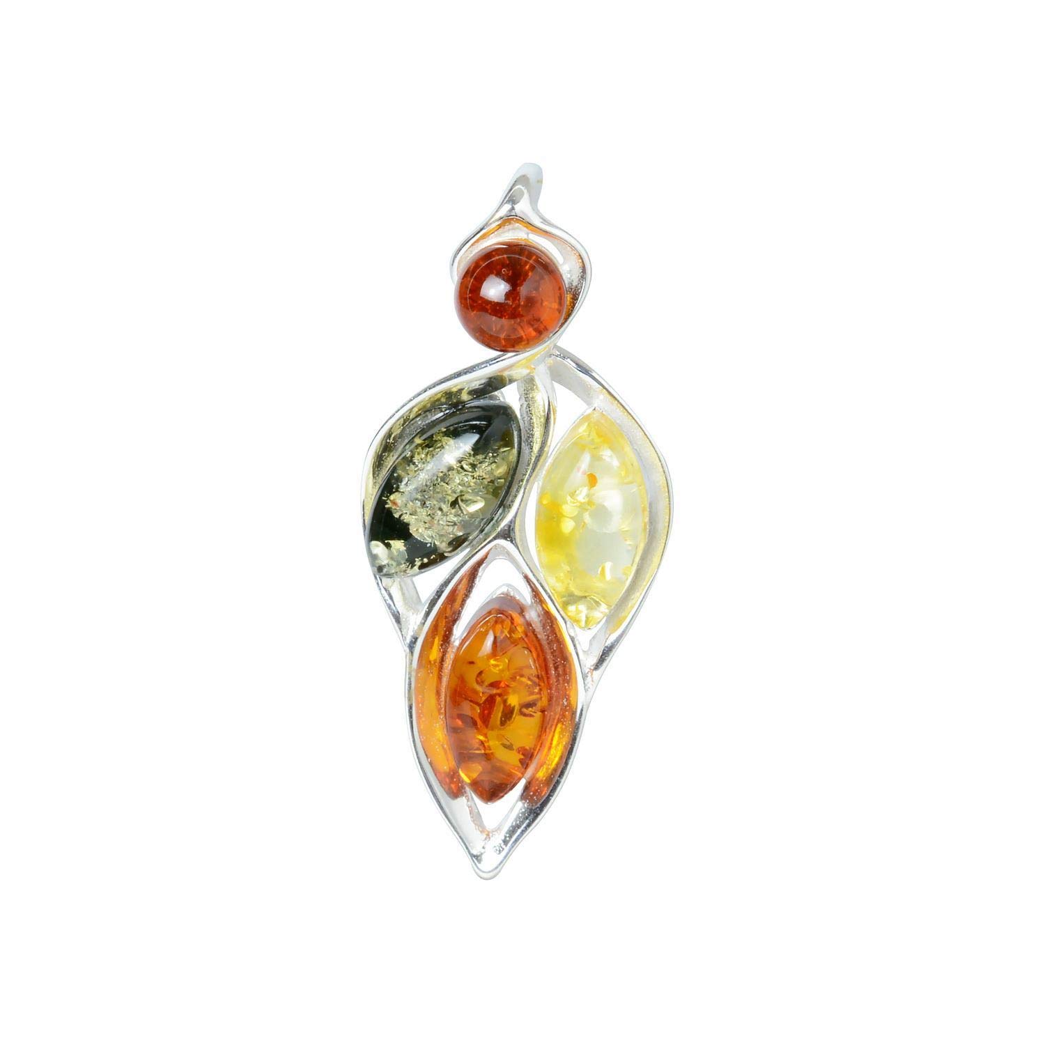 Sterling Silver and Baltic Multicolored Amber Pendant April