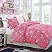 Vaulia Lightweight Microfiber Duvet Cover Set, Colorful Floral Print Pattern, Pink - Queen Size