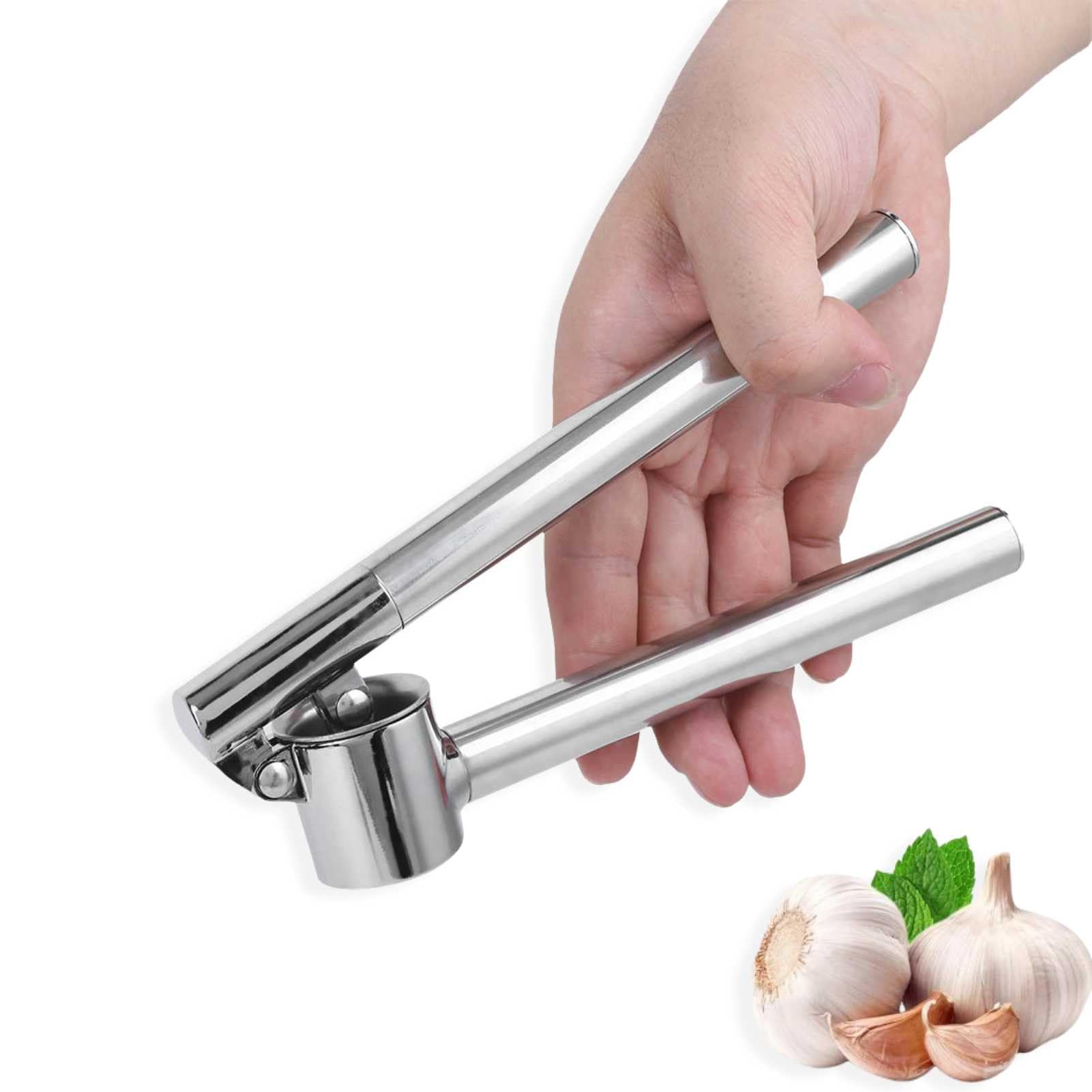 Garlic Press Stainless Steel, Manual Garlic Crusher Squeezer