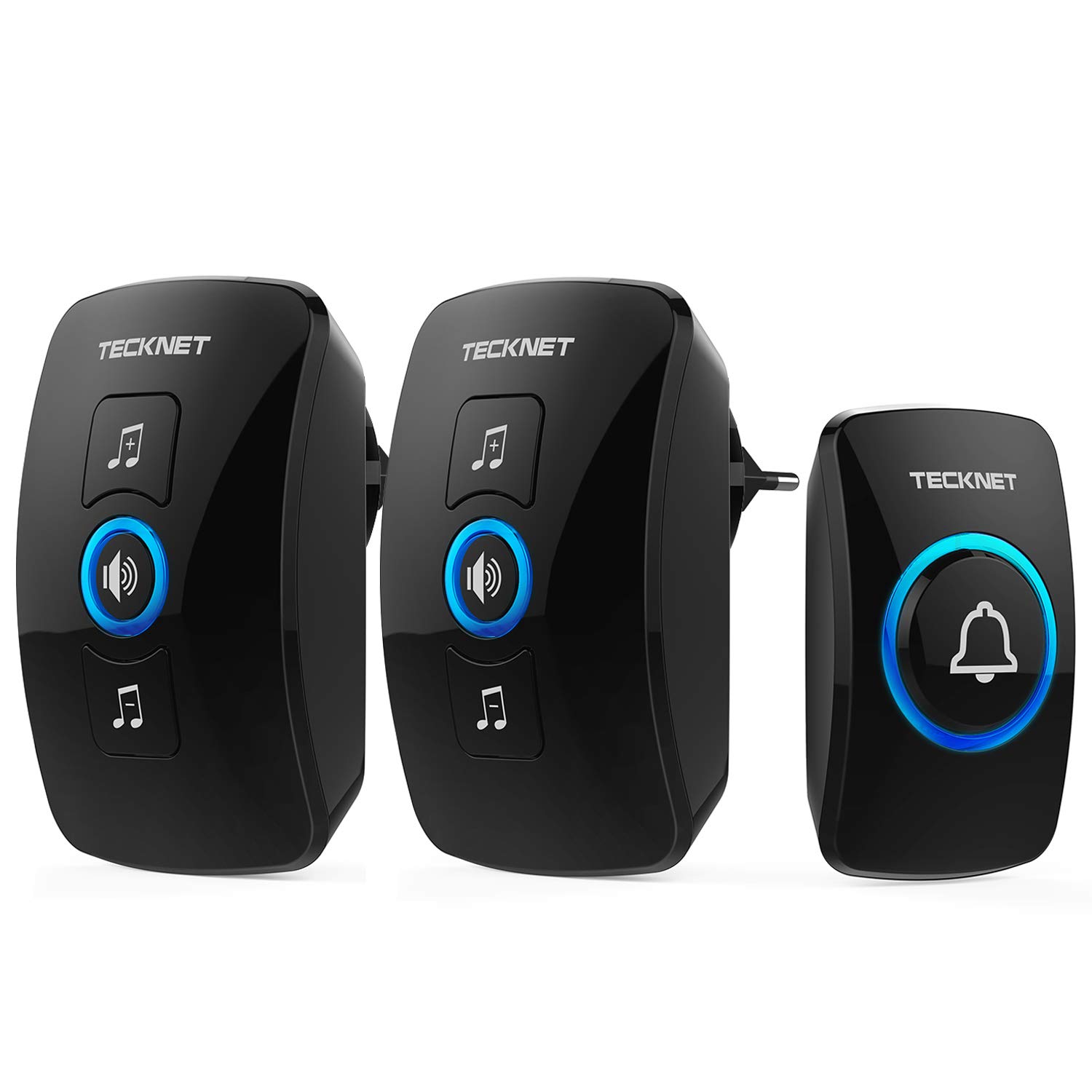 TeckNet Timbre inalámbrico Timbres para Puerta Plug-in sin Hilos a un Rango de 300m, Indicadores LED, Resistente al Agua, 4...