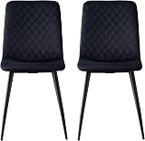 mcc direct Set of 4 Lexi Velvet Dining Chairs with Metal Legs Black view 4