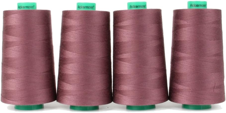 4x 5000m ACKERMANN universal sewing yarn, 120 gauge, quality yarn, overlock yarn, overlock sewing thread, Polyester, 0817 Aubergine
