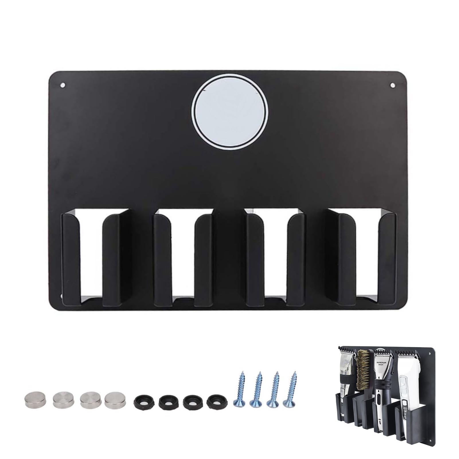 Agatige Clipper Holders for Barbers, 4 Slot Barber Clipper Organizer Wall Mounted Hair Cutter Brush Holder Stand Clipper Rack Salon Accessories for Beauty Salon, Home, Hairstylist