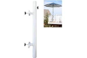 LOVE YOUR DECK Patio Umbrella Holder – Easy Installation - Space Saving Umbrella Holder Design - Outdoor Umbrella Base and Mount - Attaches to Railing Maximizing Outdoor Patio Space and Shade, White