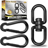 Gelury Black 304-Stainless Steel Swivel Ring - Heavy Duty Double Ended Eye Hook With Snap Hooks, Rotating Carabiner Swing Spinner Hanger for Web Tree Swing, Hammock (M8, 1Pack)