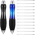 Wanmu 14 Pcs Big Fat Pens, Large Wide Grip Ballpoint with Rope, Ergonomic Pen for Tremor, Arthritis, Parkinson, Handicap (2 Pens + 6 Blue Refills + 6 Black Refills)
