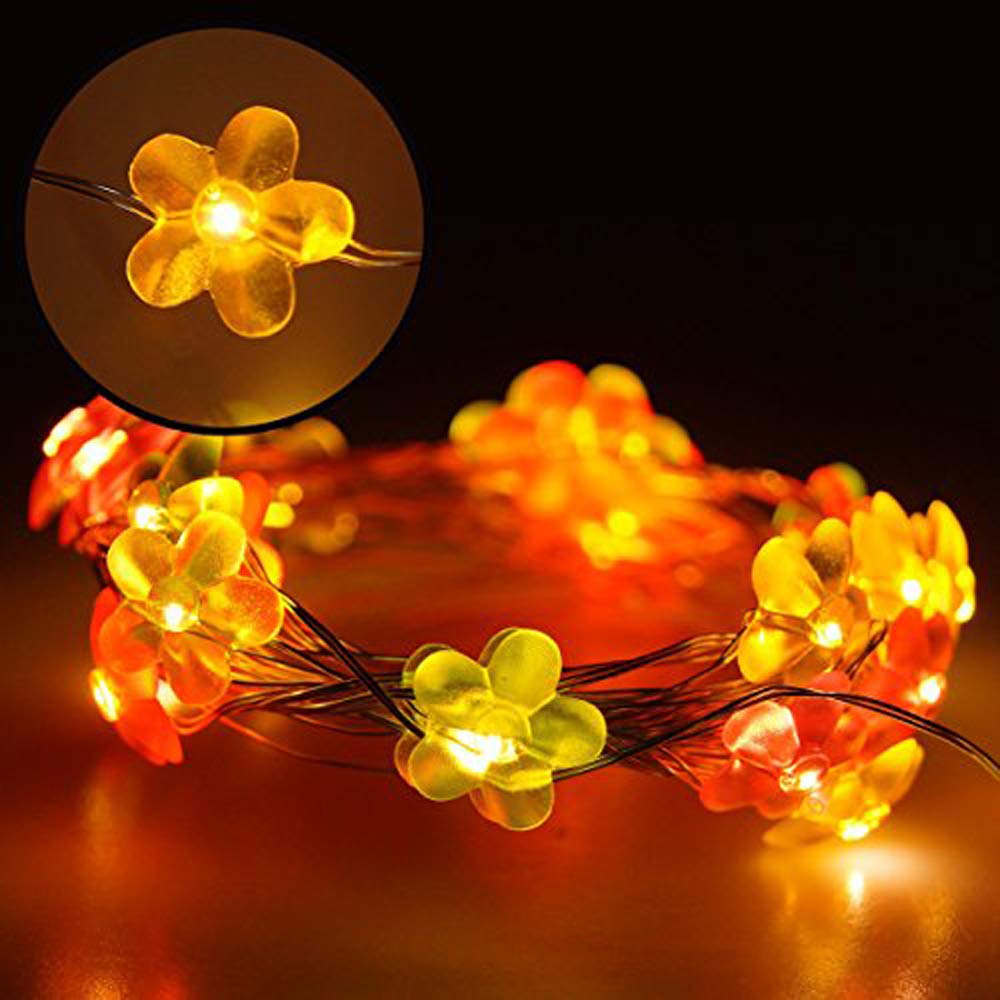 YMING Decorative Fairy Lights, USB 19.6ft 40 LEDs Flower String Lights Waterproof Festival Starry Twinkle Lights For Bedroom Indoor Outdoor Christmas Party (multicolor flower)