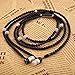 Ranipobo Luxury Bling Diamond Pearl Handcrafted Necklace Chain In-ear Earphone Stereo Running Noise Isolating With Mic For iPhone Smart Phone 3.5mm Plug (Black)