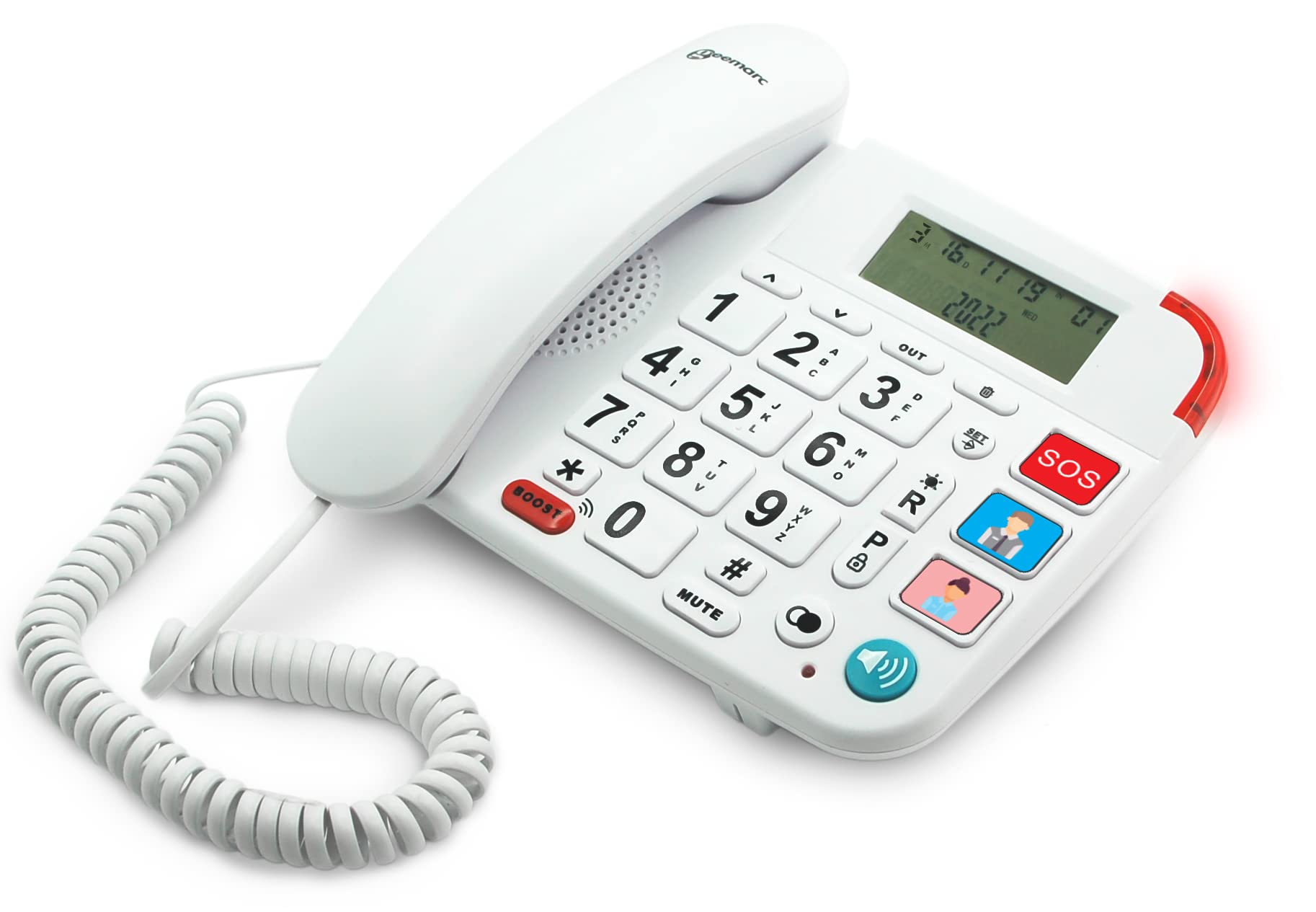 Geemarc Dallas 20 - Loud Corded Home Telephone with Customisable Photo Memories, Loud Ringer, Large Buttons and Speakerphone for Seniors - Low to Medium Hearing Loss - Hearing Aid Compatible