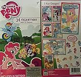 My Little Pony Valentines with Tattoos~ 34 count ~ 1 box